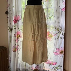 Vtg 90s/Y2K ELLEN TRACY Linen Maxi Skirt w Slits 2